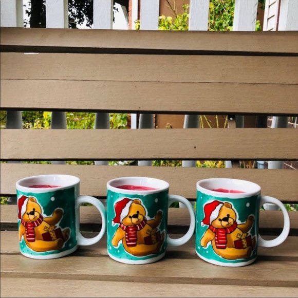 Vintage 90s Christmas holiday mug candle bear Santa - Picture 4 of 10